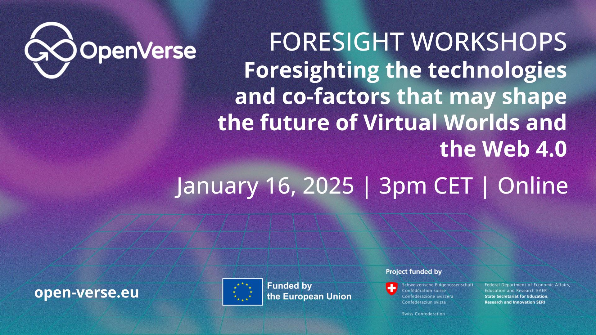Foresighting the technologies and co-factors that may shape the future of virtual worlds and the Web4.0 - workshop banner