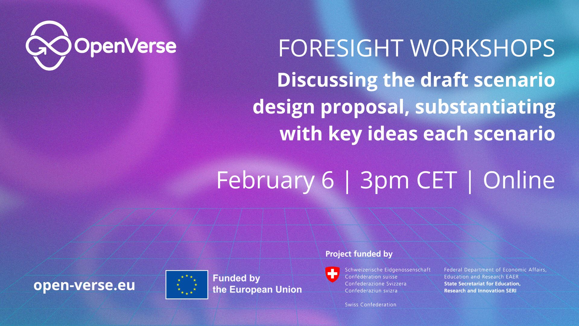 Discussing the draft scenario design proposal, substantiating with key ideas each scenario - workshop banner