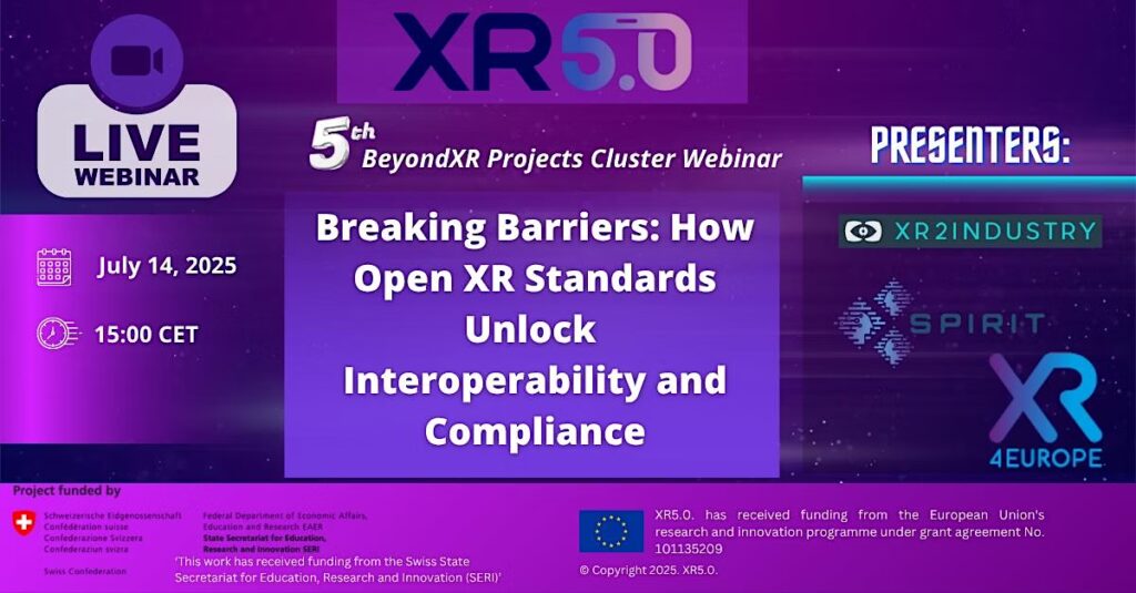 BeyondXR Cluster “Breaking Barriers: How Open XR Standards Unlock Interoperability and Compliance" webinar banner
