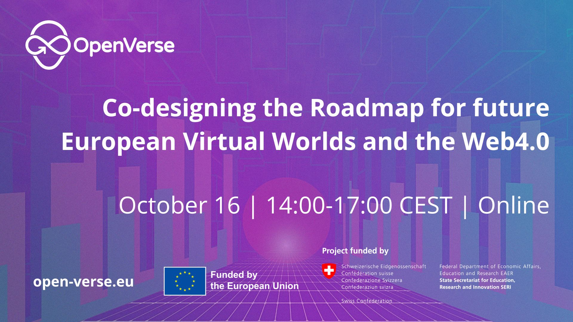 Co-designing the Roadmap for future European Virtual Worlds and the Web4.0 - OPENVERSE Workshop banner