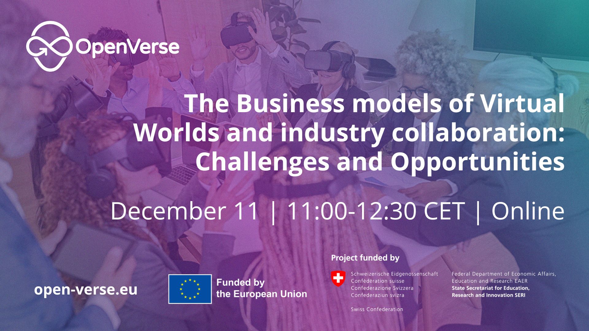 OPENVERSE - The Business models of Virtual Worlds and industry collaboration_ Challenges and Opportunities workshop banner