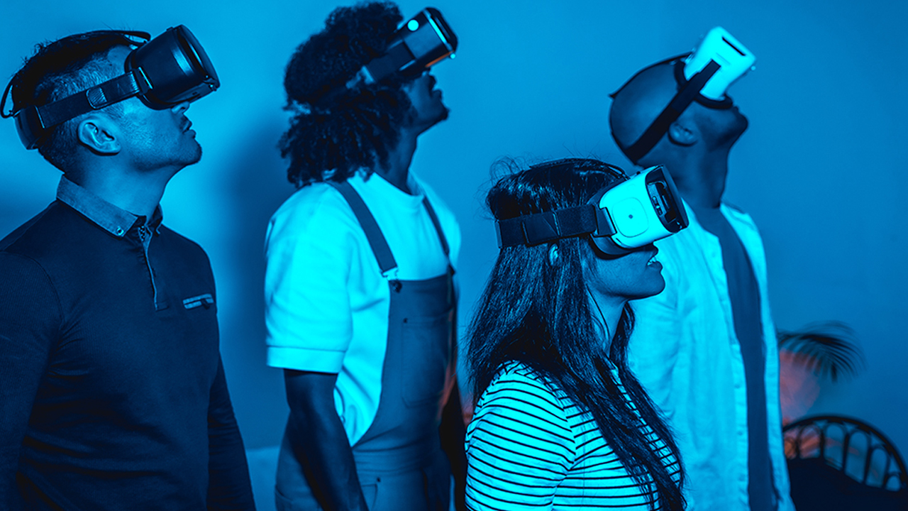 People wearing VR set