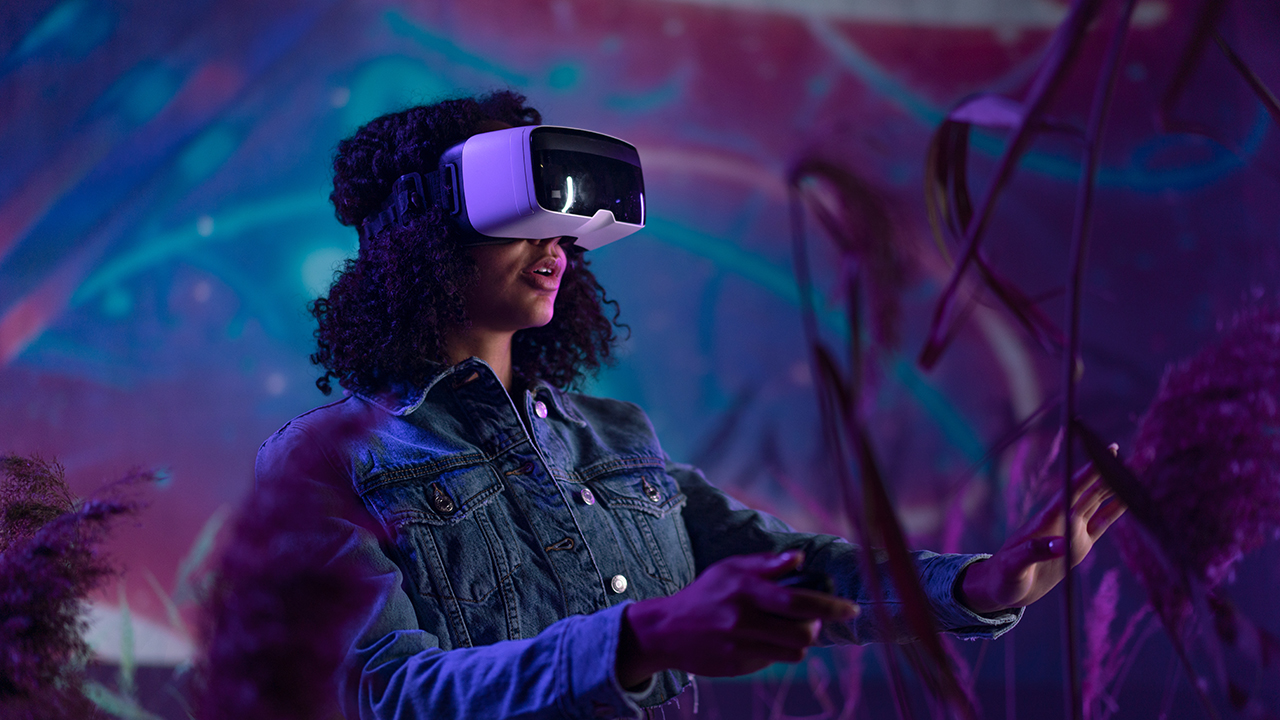 Woman wearing VR set