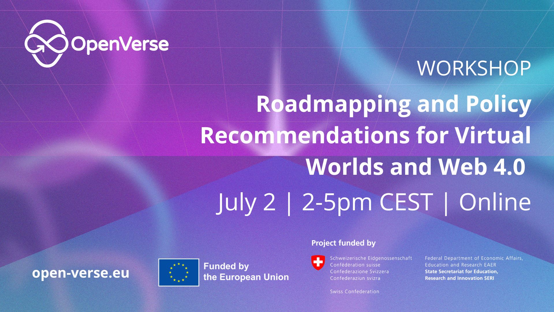 Roadmapping and Policy Recommendations for Virtual Worlds and Web4.0 - workshop banner